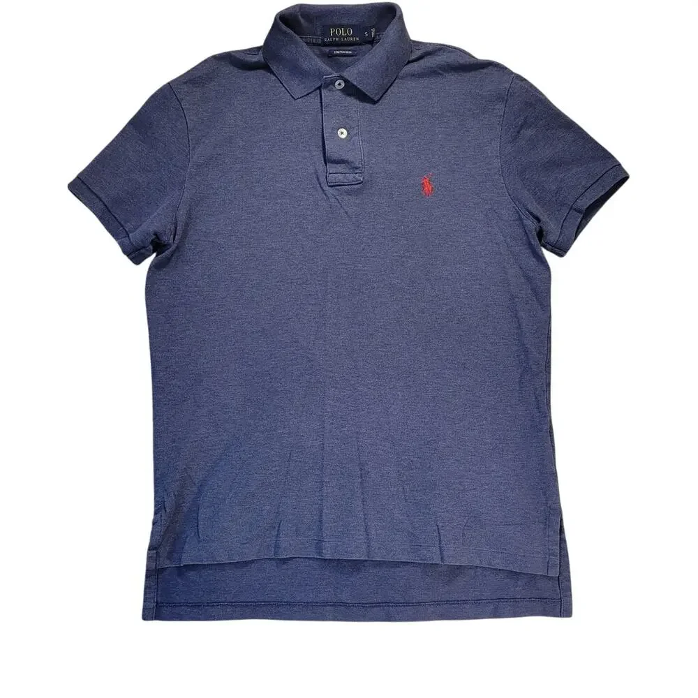 Polo Ralph Lauren Blue Stretch Mesh Polo S Preppy Classic Heritage Timeless